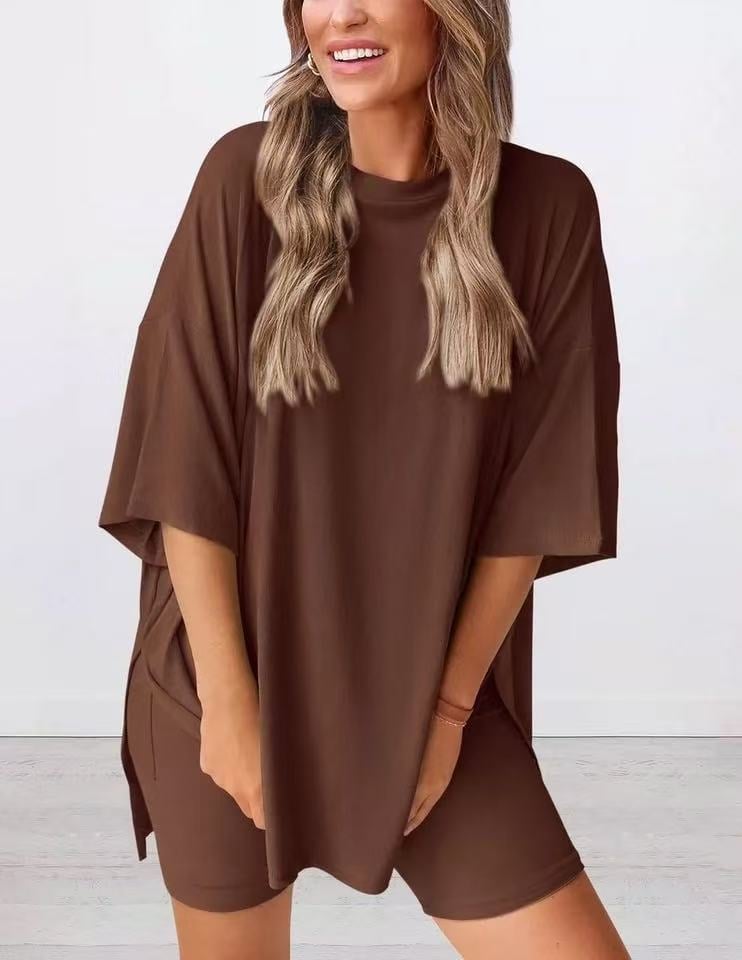 💝 2025 Sommer Casual Oversized Shirts Shorts Passendes zweiteiliges Lounge-Set für Frauen