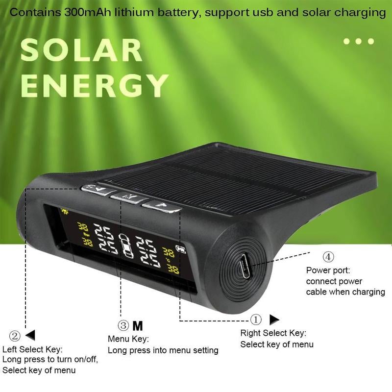 Solar Power Car Tire Pressure Monitoring Tool