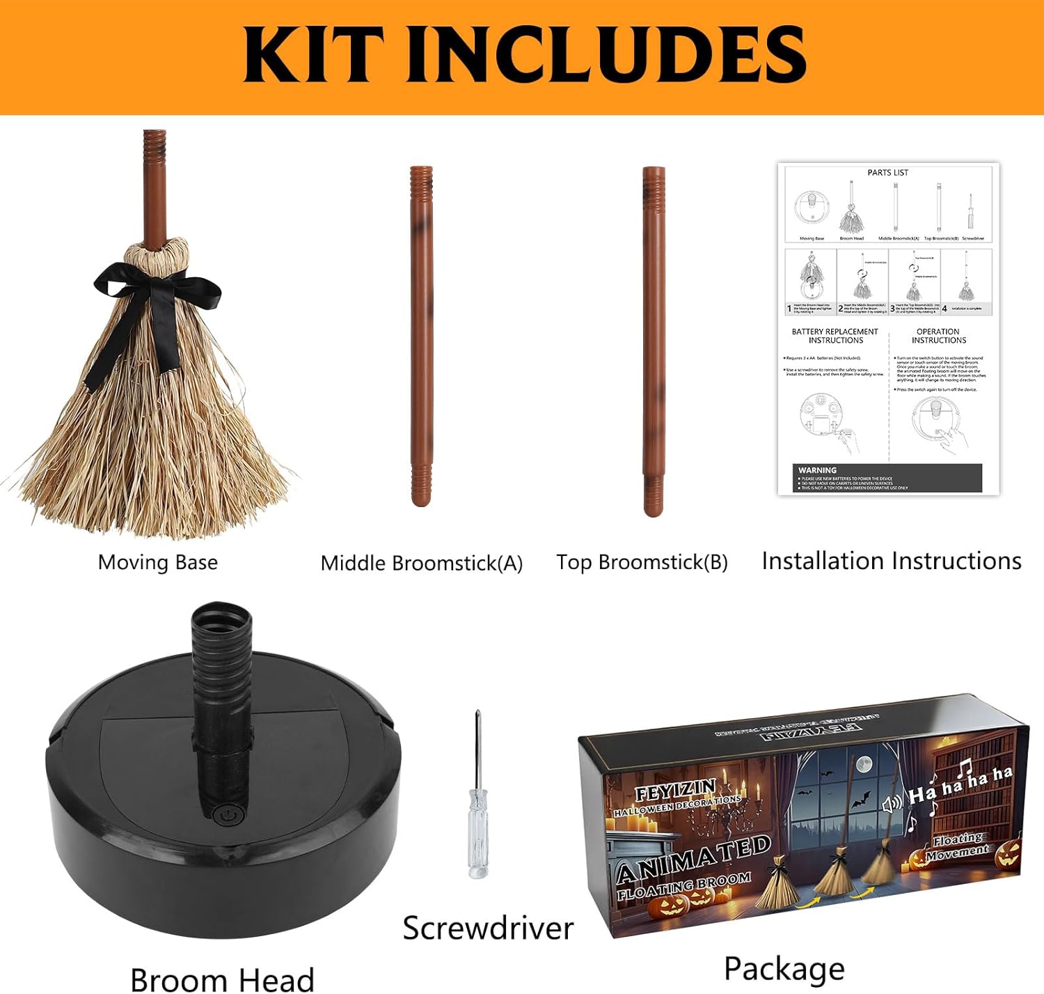 【💥Halloween Sale 49% OFF】🧙‍♀️Floating Witch's Broom –Haunted Dancing Broom