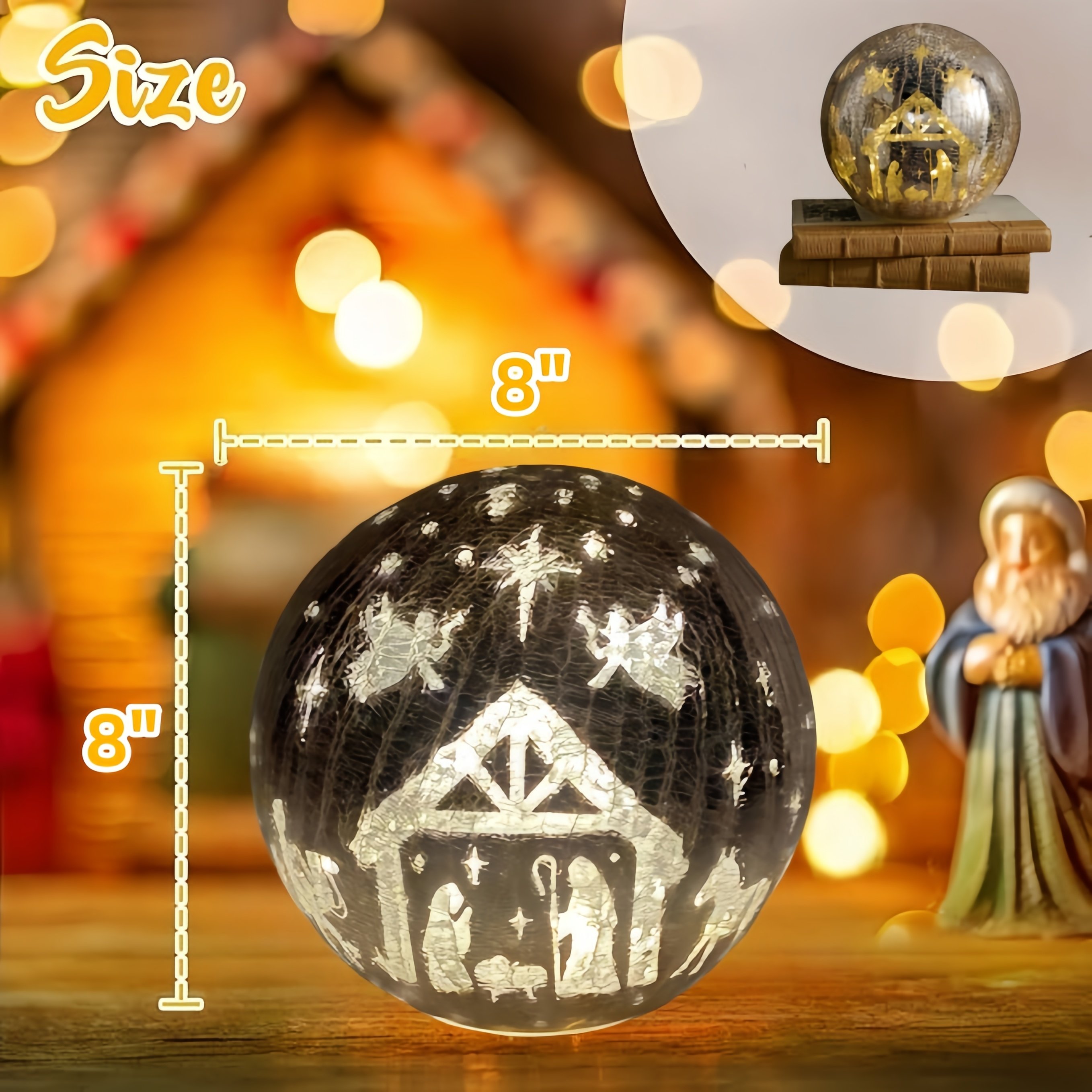 🏆Flash Sale⚡Illuminated Crackle Sphere Nativity Scene