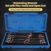 Ratcheting Wrench Set with Open Flex-head