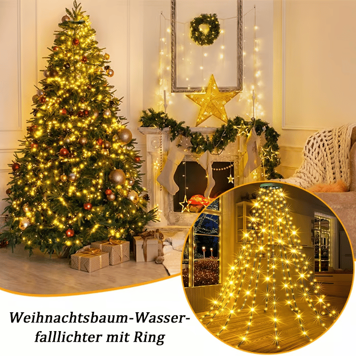 🔥Letzter Tag Verkauf 49% Rabatt🎄Weihnachtsbaum-Wasserfalllichter mit Ring(Wasserdicht)
