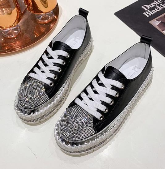 Casual Diamond setting Lace Up Flat shoes