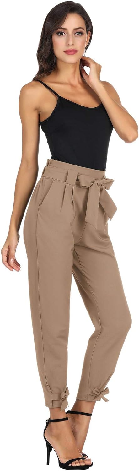 GRACE KARIN Womens Casual High Waist Pencil Pants with Bow-Knot Pockets for Work