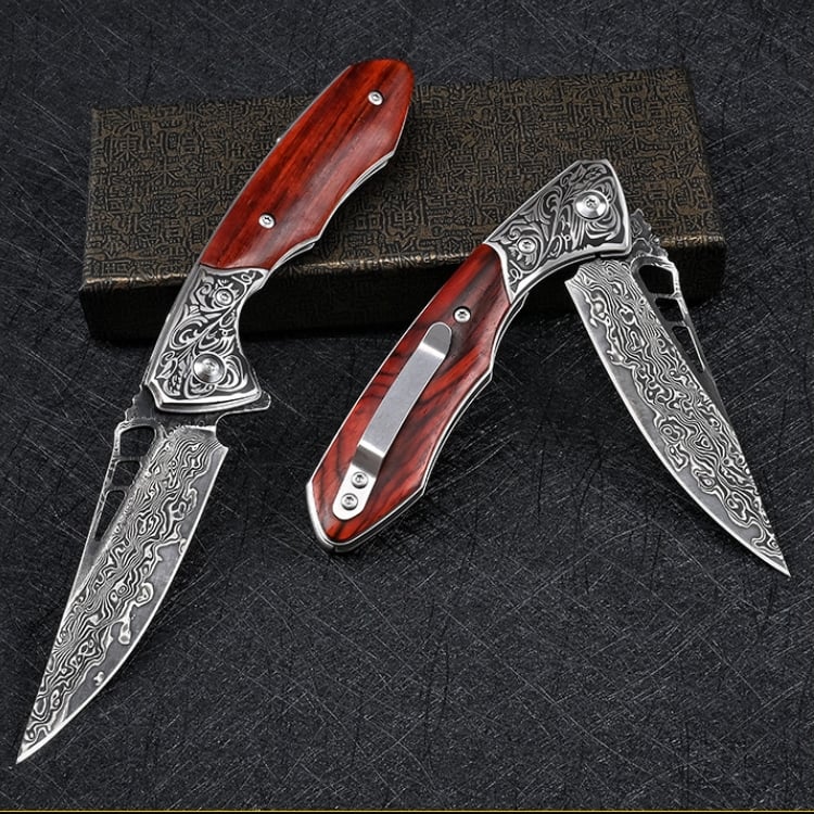 VG10 Damascus Steel Shark Dragon Folding Knife