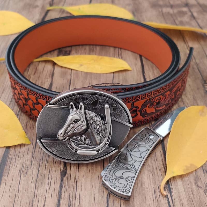 🎅Last Day Sale 50% OFF🌲Fashion Punk Genuine Leather Belt With Knife