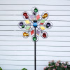 Solar-Powered Windmill with Colorful Fan Blades and Changing LED Light