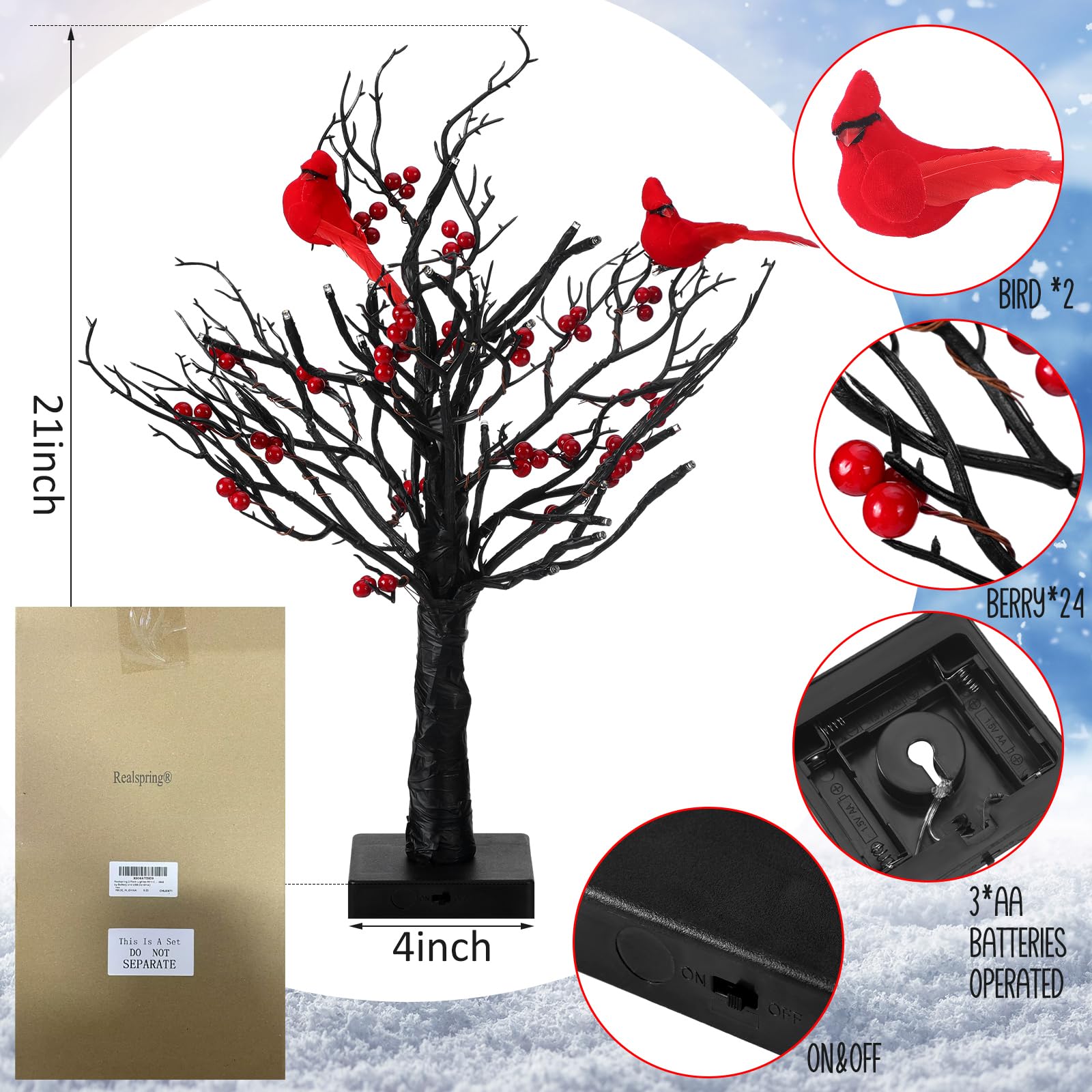 🔥🎄2025 New Christmas Sale 49% Off - Vintage Glowing Tree with Cardinals