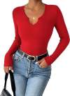 Deep U-neck Cross-neck Long-sleeved T-shirt Top