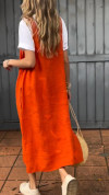 Women's Cotton and Linen Casual Suspender Dress