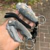 Handmade Damascus steel Folding Pocket EDC Knife-with cowhide sheath And pocket clip