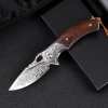 🐺 Damascus Pocket Knife – Handmade VG10 Steel with Abalone Shell Handl