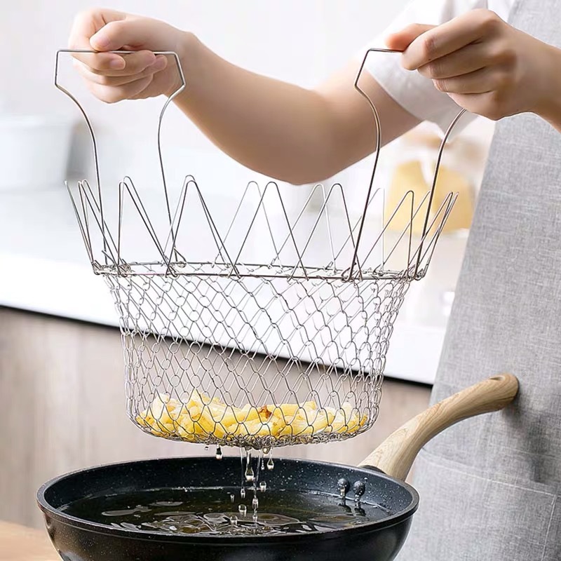 (🎅Christmas Sale 48% OFF) Stainless Steel Foldable Strainer Basket Colander(BUY 2 GET 1 FREE)