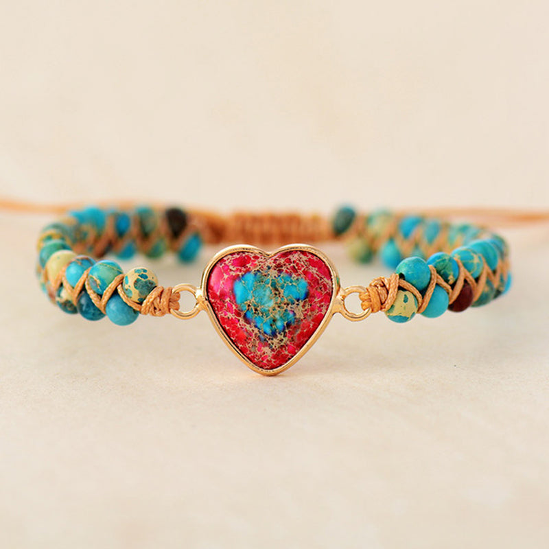 (🎁Christmas Hot Sale - 48% OFF)💓To My Granddaughter Love You Forever Jasper Heart Bracelet