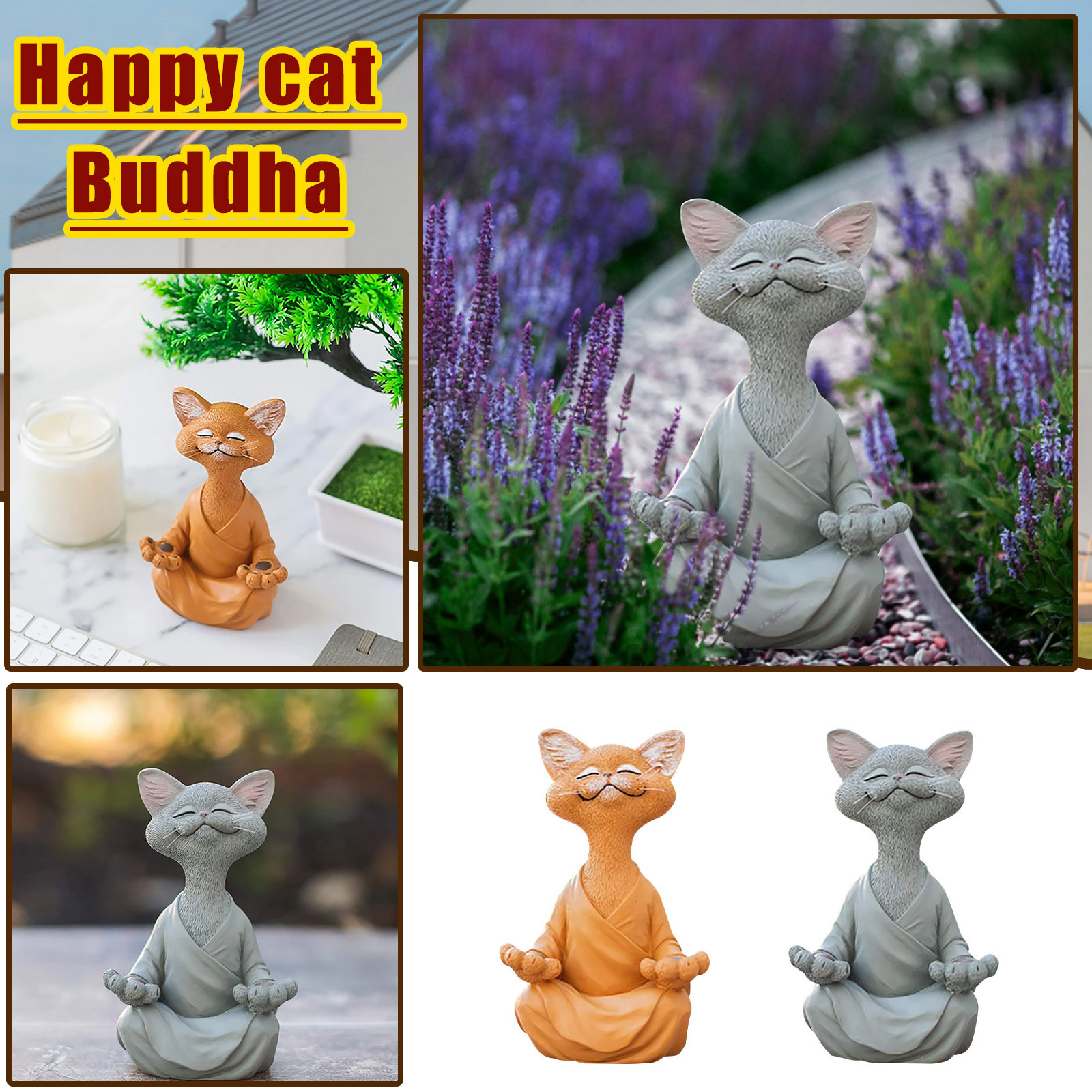 (🔥Last Day Promotion - 48% OFF)Happy Buddha Cat Figurine--Buy 2 Free Shipping