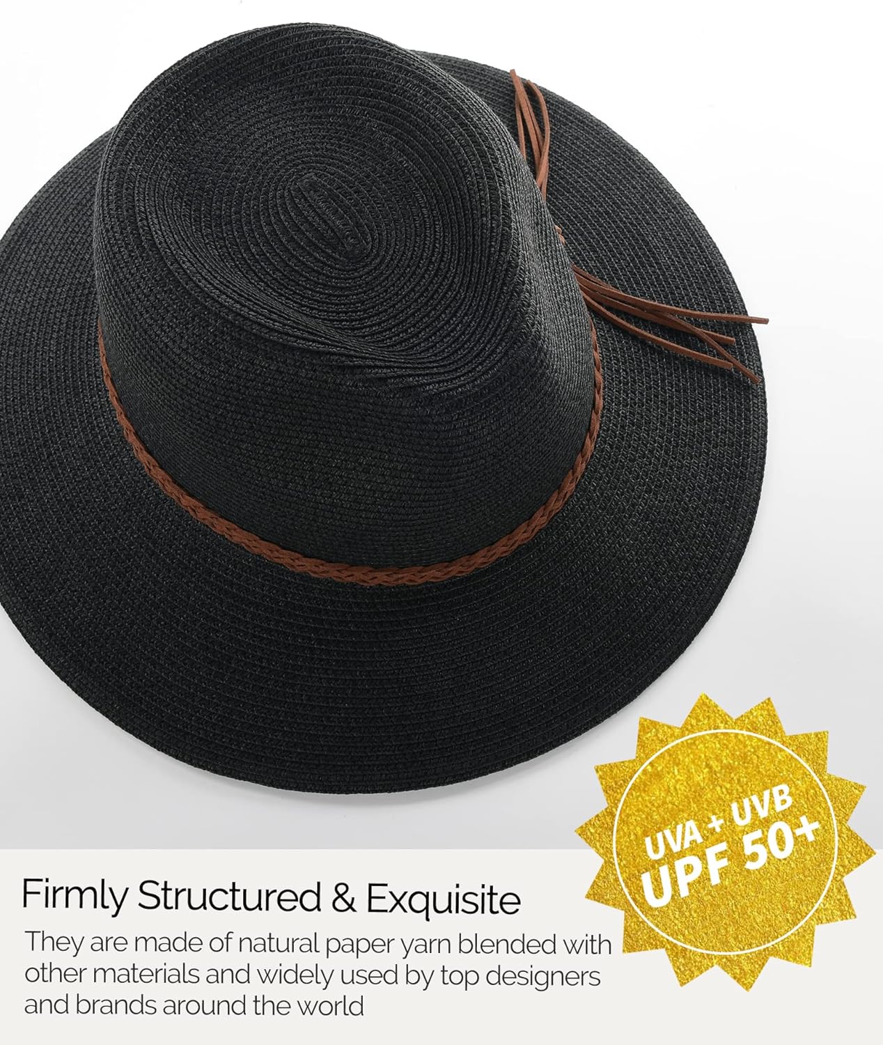 FURTALK Sun Hats for Women Summer Wide Brim UV UPF 50+ Panama Fedora Foldable Packable Straw Beach Hat