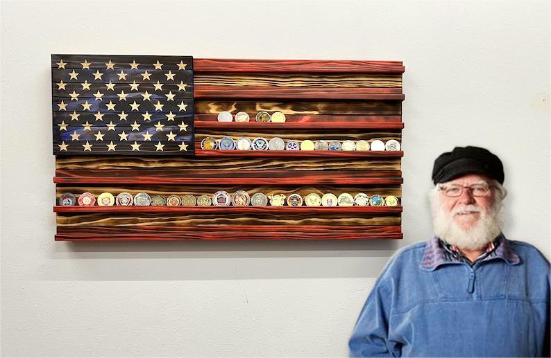 🔥Handmade US Flag Challenge Coin Display