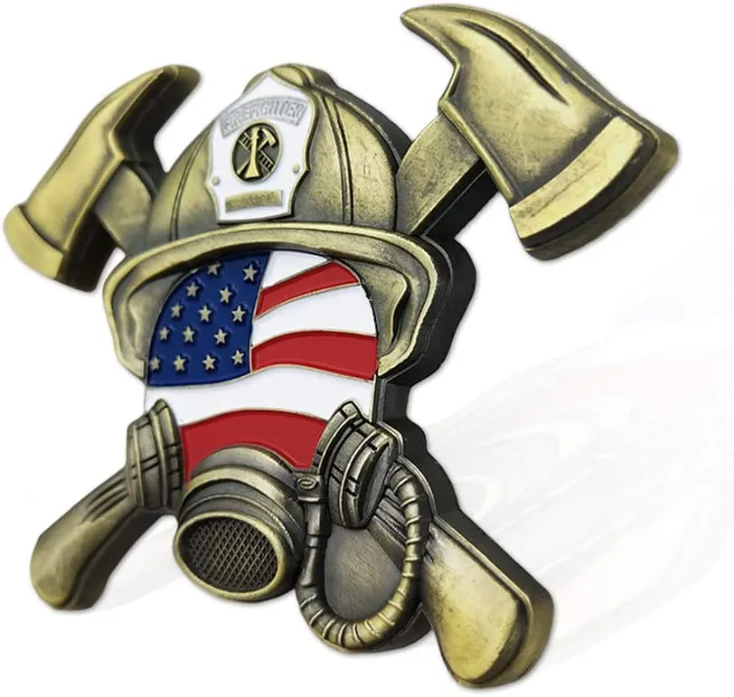 Firefighter Challenge Coin - Fire Respirator Axe Shape