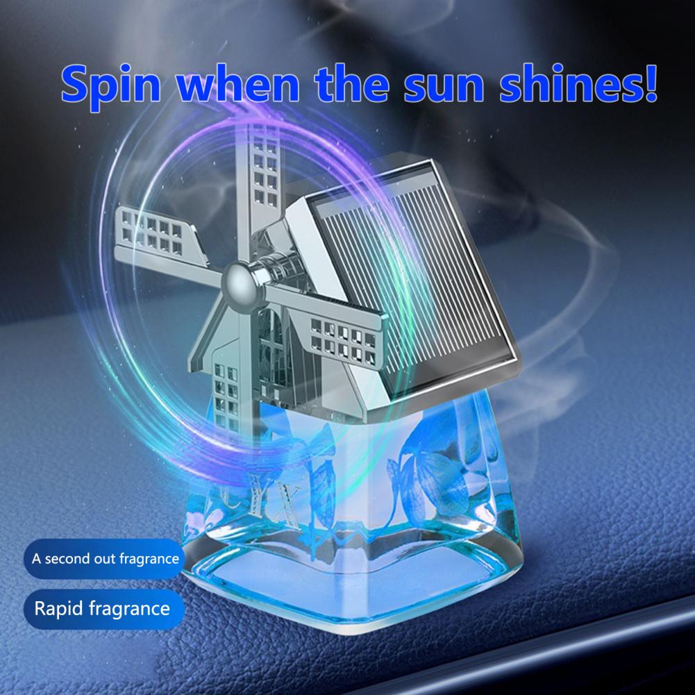 Windmill Solar Energy Rotating Aromatherapy Car Air Freshener