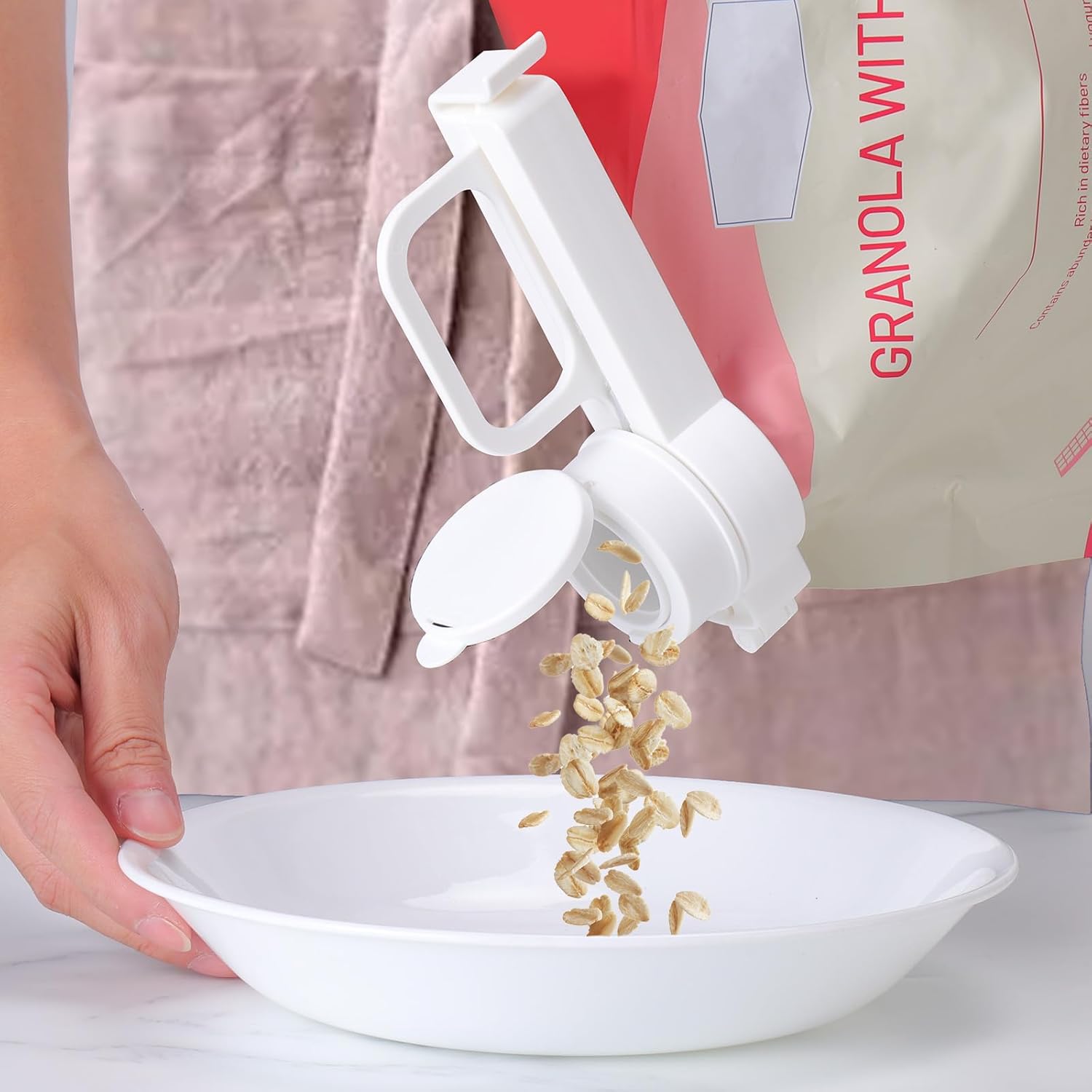 Upgraded Bagged Food Sealing Clip with Pour Spout and Handle