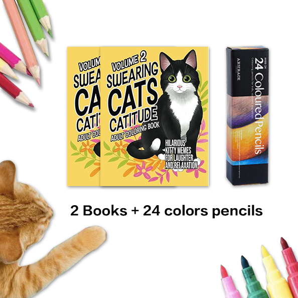 🔥Halloween promotio!🎃 🐱Funny Kitty Memes Coloring Book For Adult Relaxation