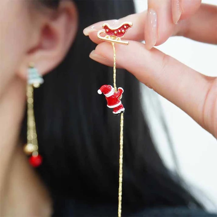 🔥Last Day Promotion 48% OFF-🎁-Creative Sliding Santa Earrings