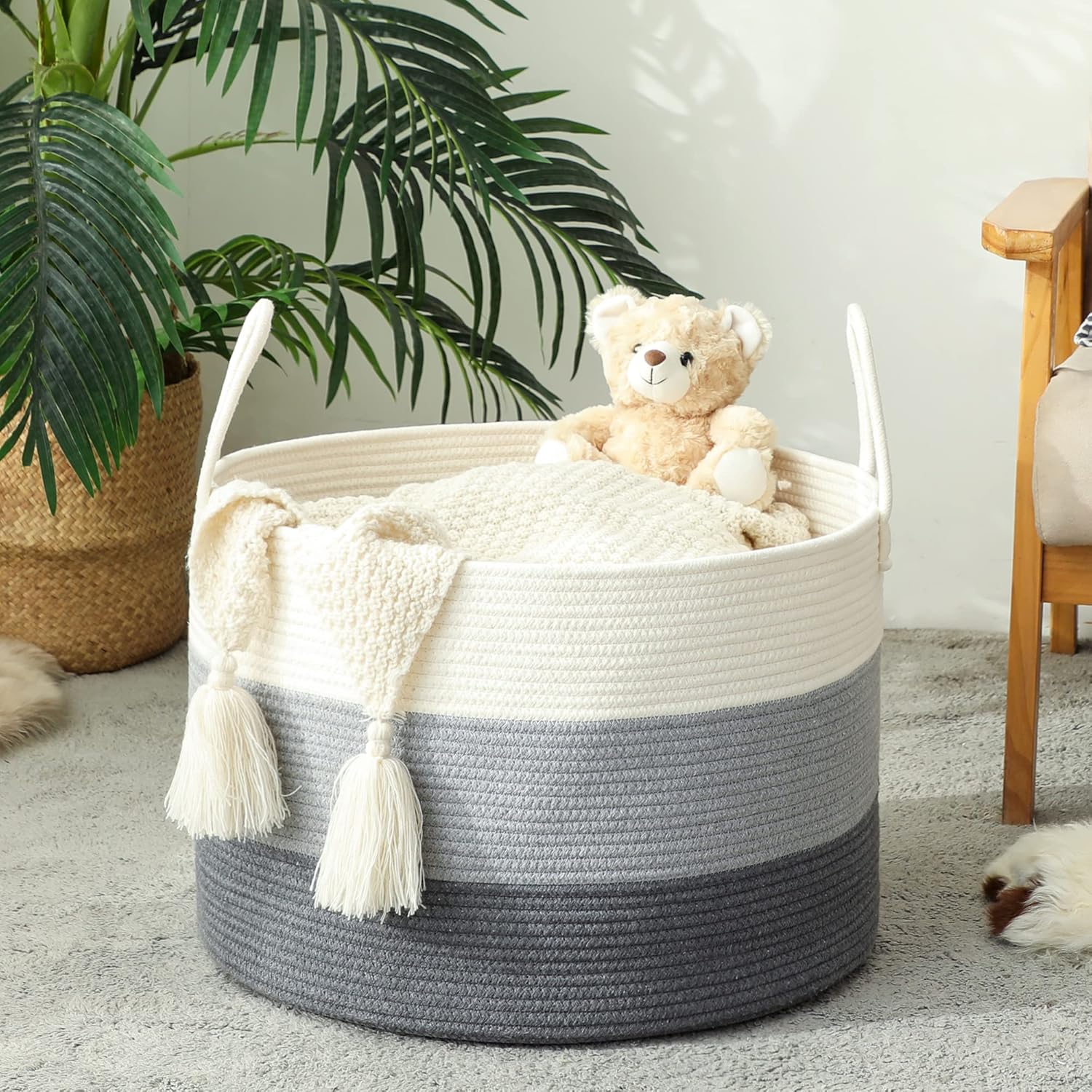 KAKAMAY Large Blanket Basket (20