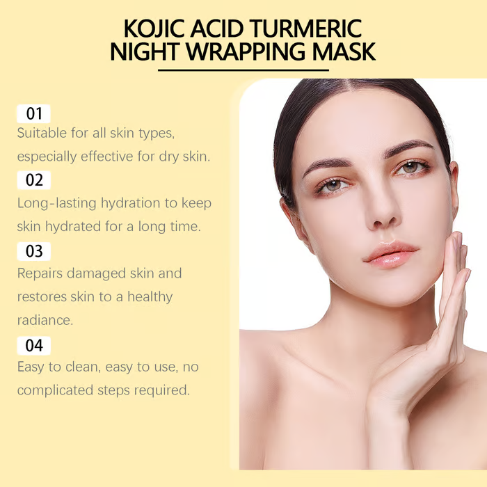 🌿✨ Kojic Acid Turmeric Night Wrapping Mask