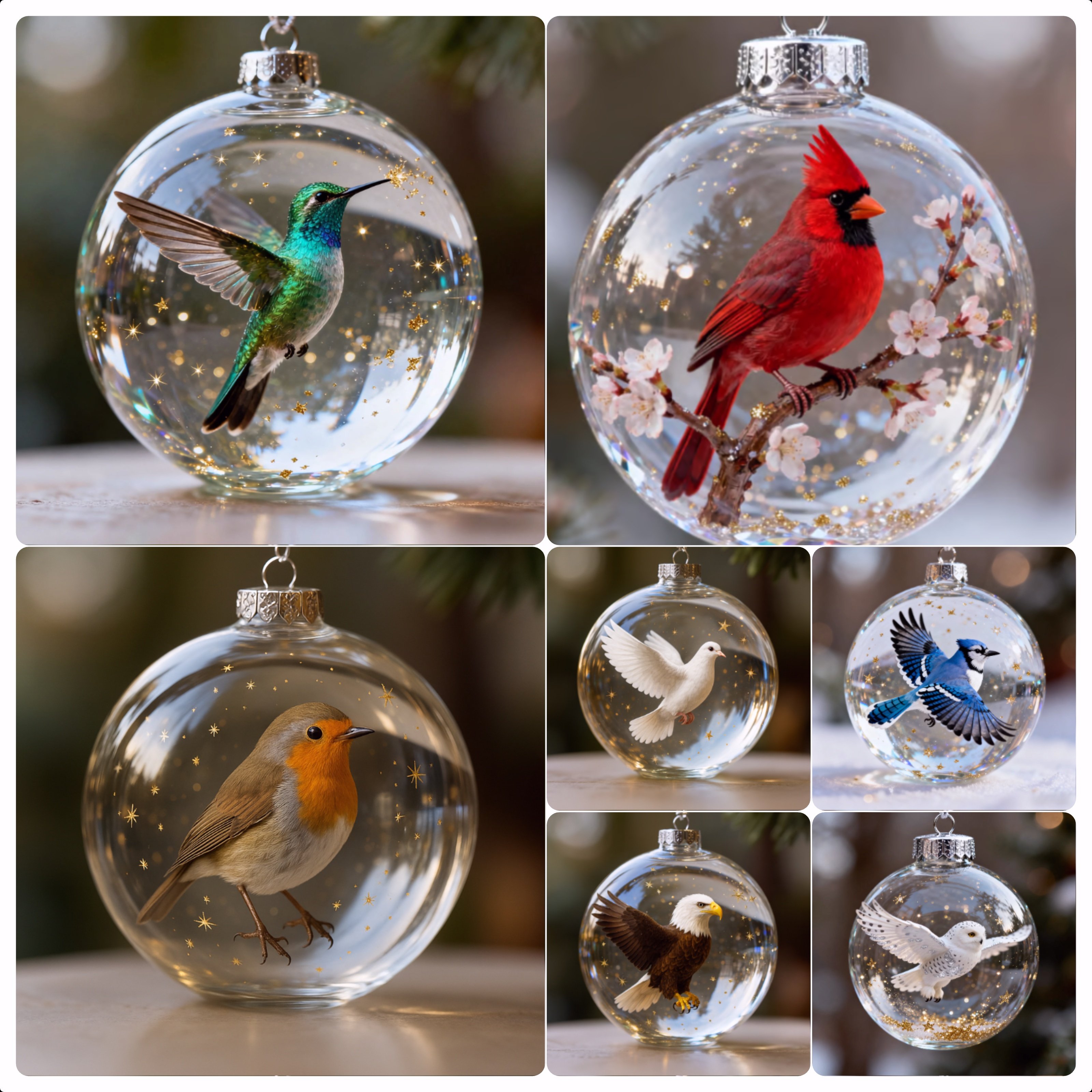 🎁TikTok Last Day Sale - 70% OFF🐦Nature’s Birds Crystal Glass Ornament Set