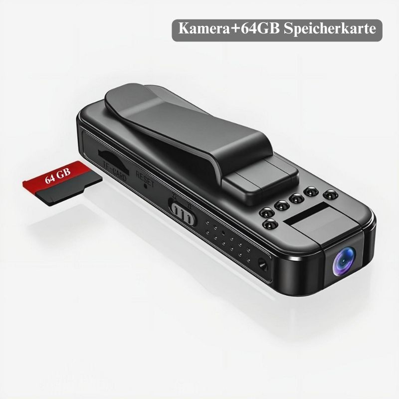 🏆Blitzverkauf🔥Mini-Bodycam 1080p - Nachtsicht & schwenkbares Objektiv