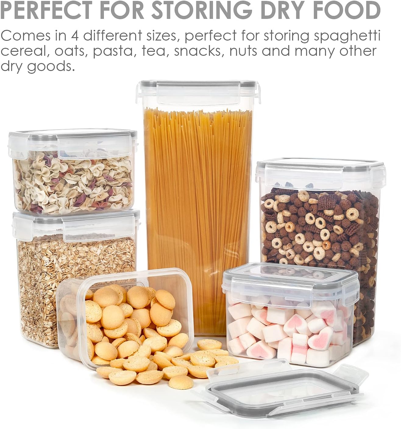 Vtopmart Airtight Food Storage Containers with Lids, 24 pcs Plastic Kitchen and Pantry Organization Canisters for Cereal, Dry Food, Flour and Sugar, BPA Free, Includes 24 Labels