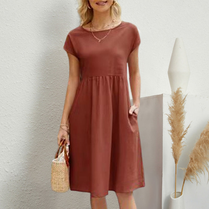 (🔥Last Day Promotion 50% OFF) Women's Cotton Round Neck Dress