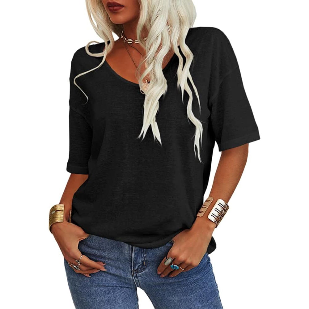 🔥Letzter Tag Verkauf 49% Rabatt 🎁Unifarbenes Damen-T-Shirt mit V-Ausschnitt