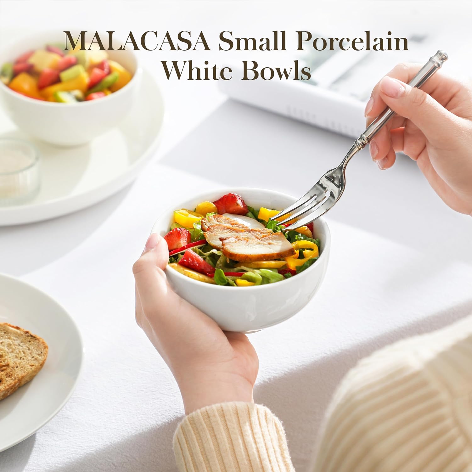 MALACASA 26 oz Porcelain Soup Bowls, 6