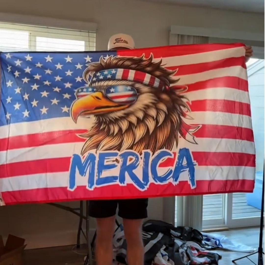 The perfect 4th of July gift!🎁 - Funny American Flag Bald Eagle MERICA 3x5ft