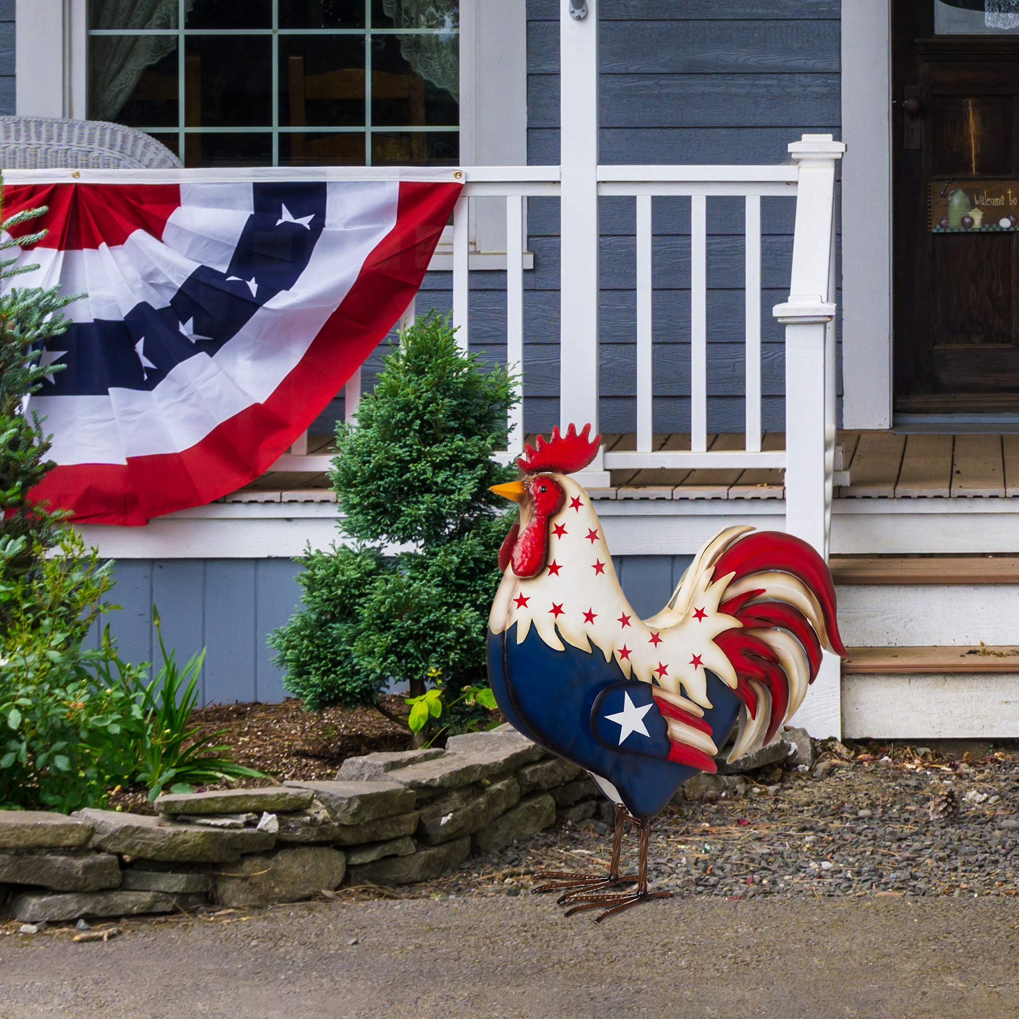 🔥Metal Patriotic Rooster Statue-21