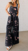Women's Printed Pocket Casual Denim Overalls