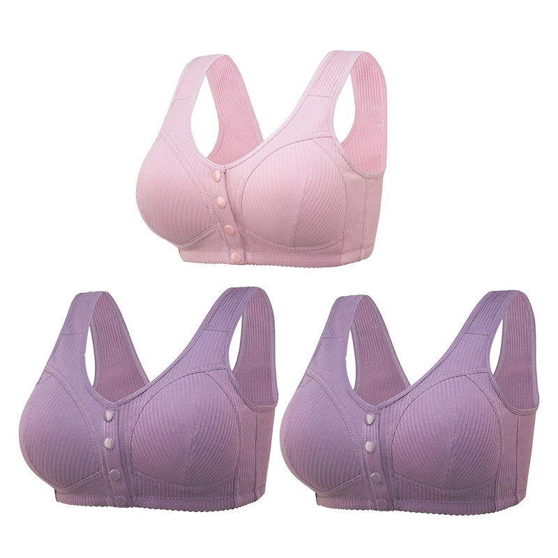 🎉Buy 1 Get 3 (3packs) - COMFORTABLE FRONT-CLOSURE WIRELESS PLUS SIZE BUTTON BRA