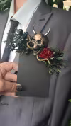 🎁TikTok Last Day Sale - 70% OFF💀 Floral krampus horror skull pocket square boutonnière