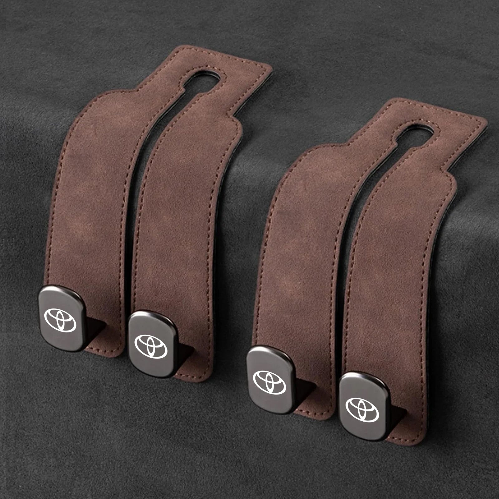 TwinHook Leather Car Headrest Hangers