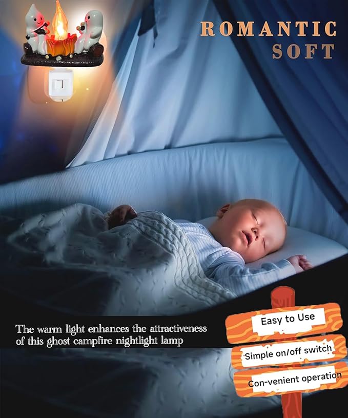 🎃Halloween Flash Sale 50% OFF🔥Ghost Campfire NightLight - Spooky Ghost Campfire Flickering Night Light - 3D LED