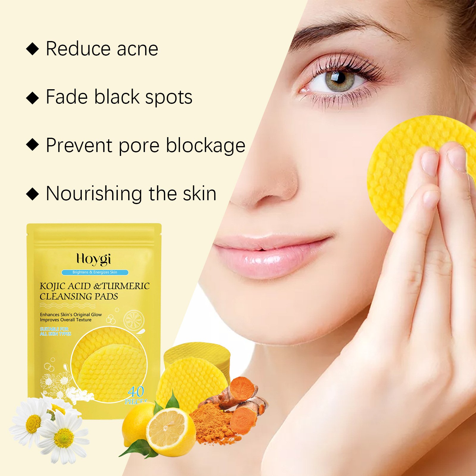 Last Day Promotion 70% OFF - 🔥Turmeric Cleansing Exfoliating Pads Facial Cleansing Skincare⚡Buy 2 Get 1 Free(3 Pcs)