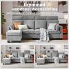 Corduroy Sectional Couch with Ottoman Chaise, L Shaped 4-seat Sofa for Living Room, Apartment, Lounge, Modern Armrest Neck Support Furniture