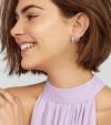 PANSHI Sterling Silver Post Cubic Zirconia Half Hoop Stud Earrings Looks Like 4 Gold Hoop Earrings for Women