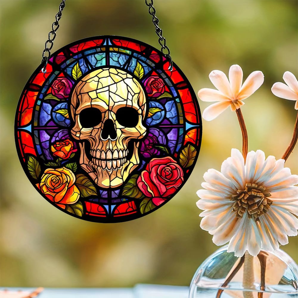 (🎉Last Day Promotion 50% OFF) Handmade Skull Stained Glass Window Hangings