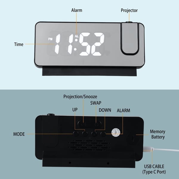 ⏰Black Friday Sale & Free Shipping✨Mirror projection alarm clock