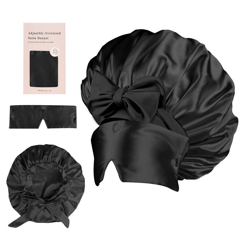 🍂TikTok Fall Mega Sale - 70% OFF🎉Satin Hair Bonnet for Sleeping with Detachable Eye Mask - Non-Slip Hair Wrap for Curly Hair