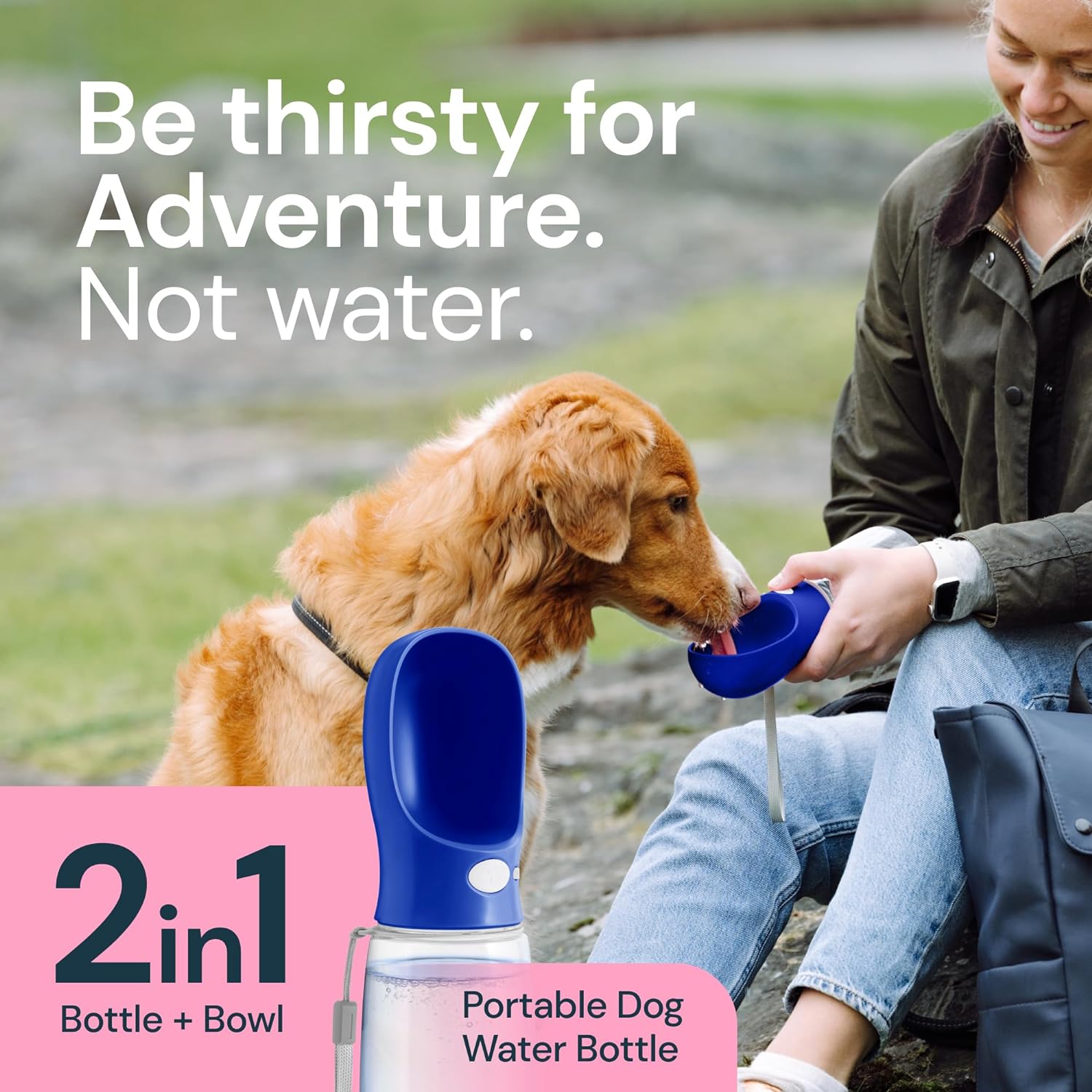 MalsiPree Dog Water Bottle, Lightweigh, Leak Proof Portable Travel Dog Water Dispenser - Perfect Puppy Drinking Bowl On The Go for Outdoor Walking and Hiking - Pet Accessories (19oz, Blue)