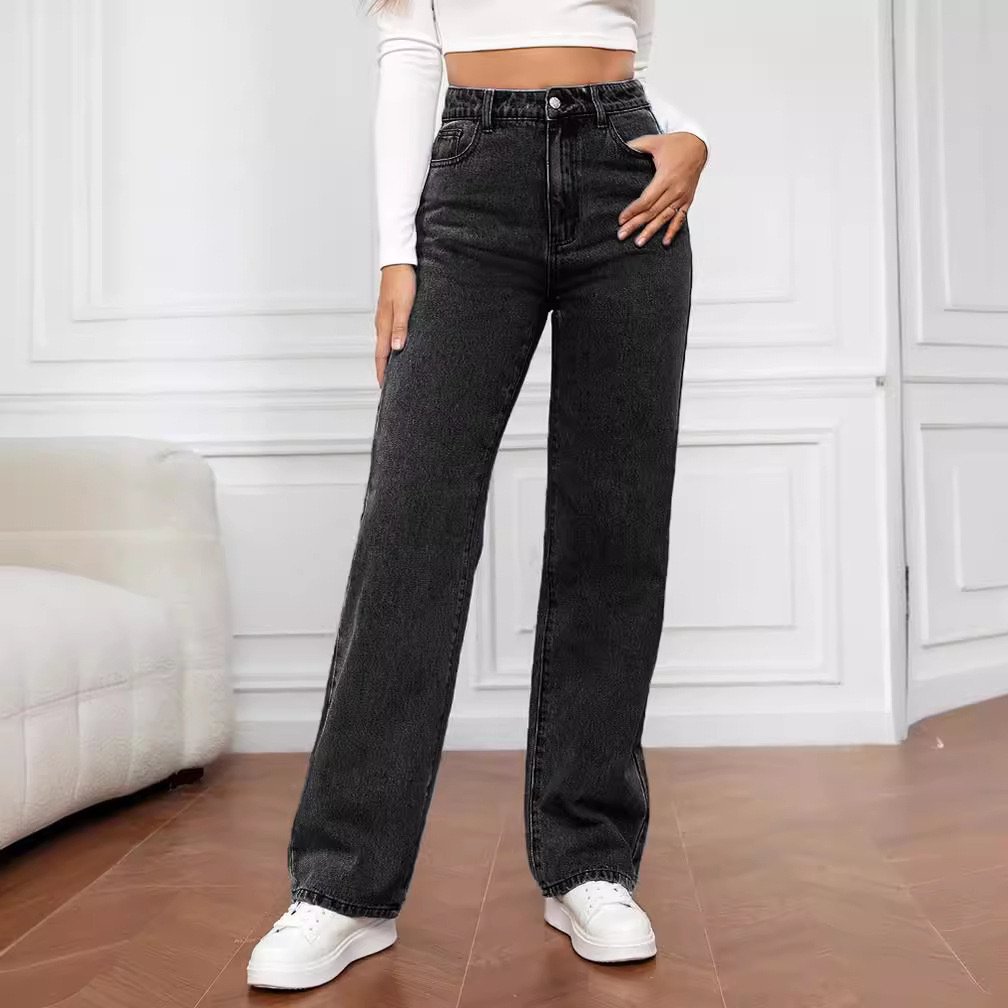 ⏰Letzter Tag 70 % RABATT🔥Jeans mit hoher Taille, mehreren Taschen und weitem Bein