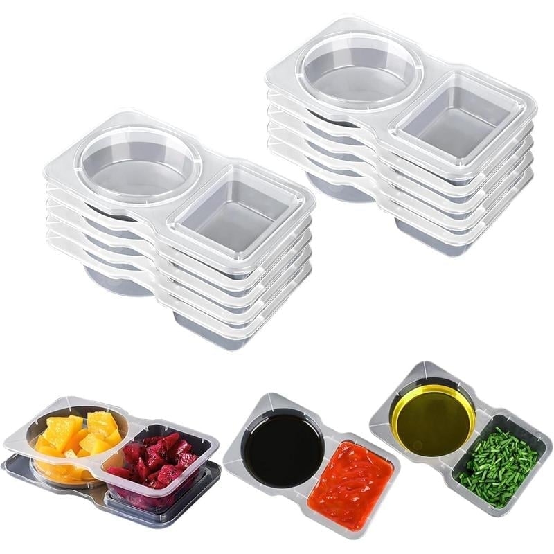 🔥Buy More Save More🎁Reusable Double Compartment Condiment Container Snack Container